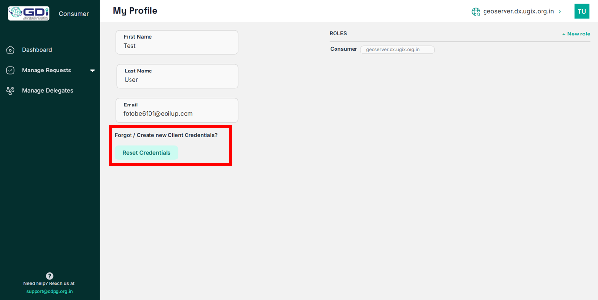 Getting new client credentials