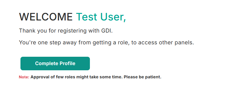 Account created, last step of registration pending